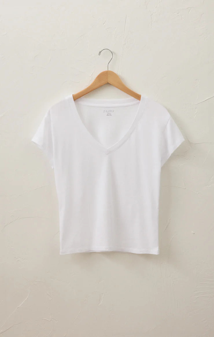 Z Supply White Modern V-Neck Tee