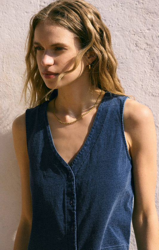 Z Supply Solace V-Neck Jersey Denim Tank
