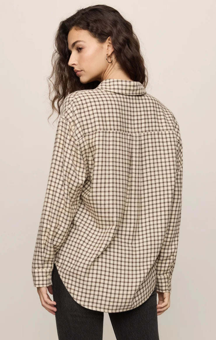 Z Supply Dark Chocolate River Plaid Button Up