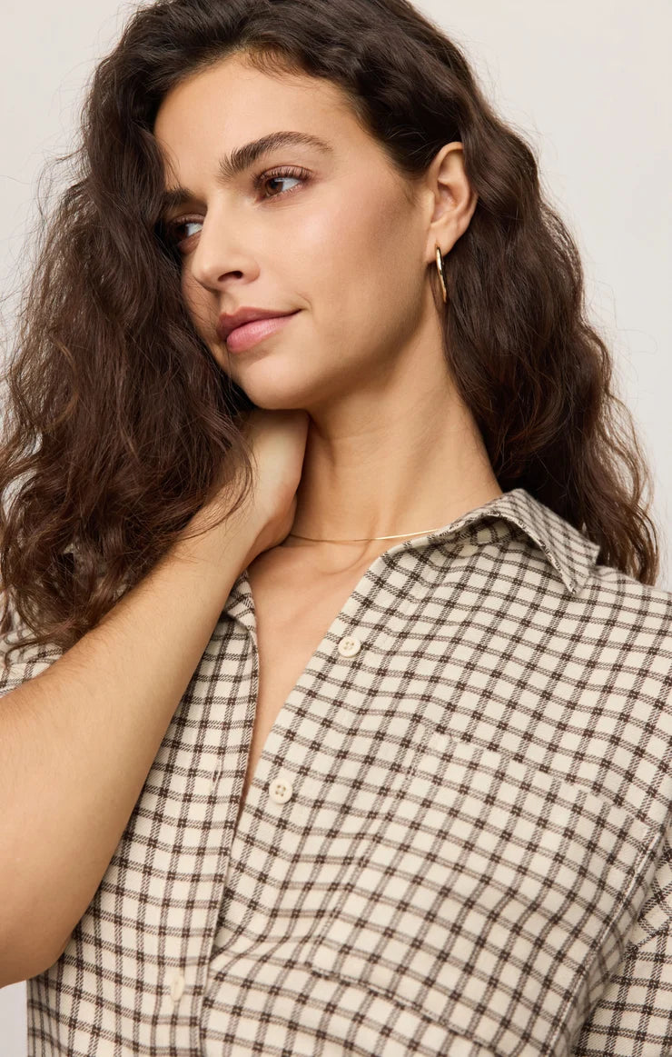Z Supply Dark Chocolate River Plaid Button Up