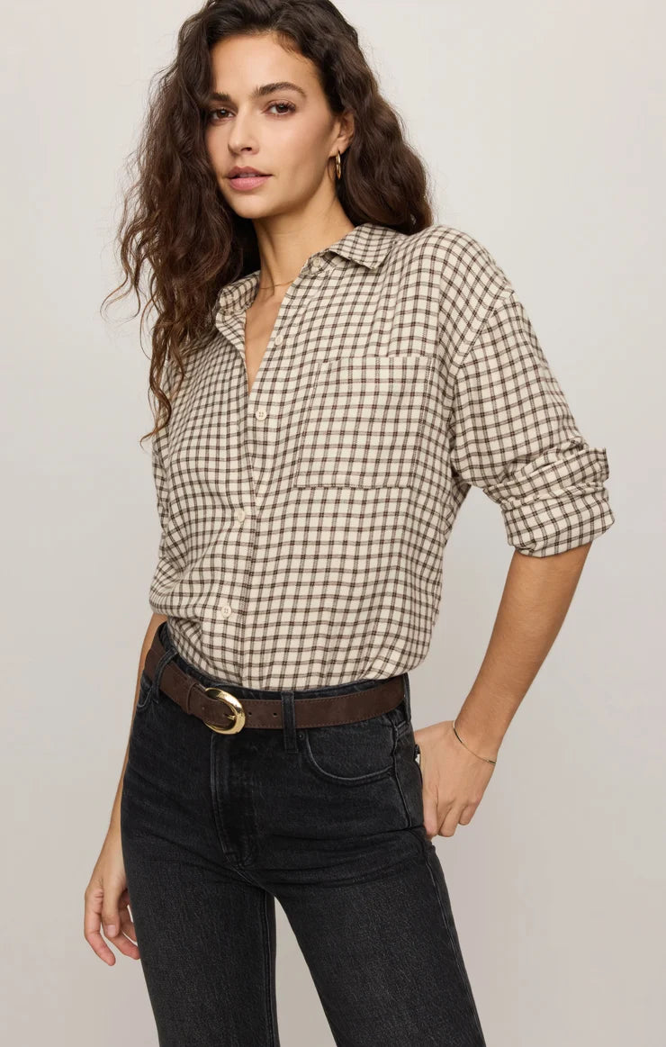 Z Supply Dark Chocolate River Plaid Button Up