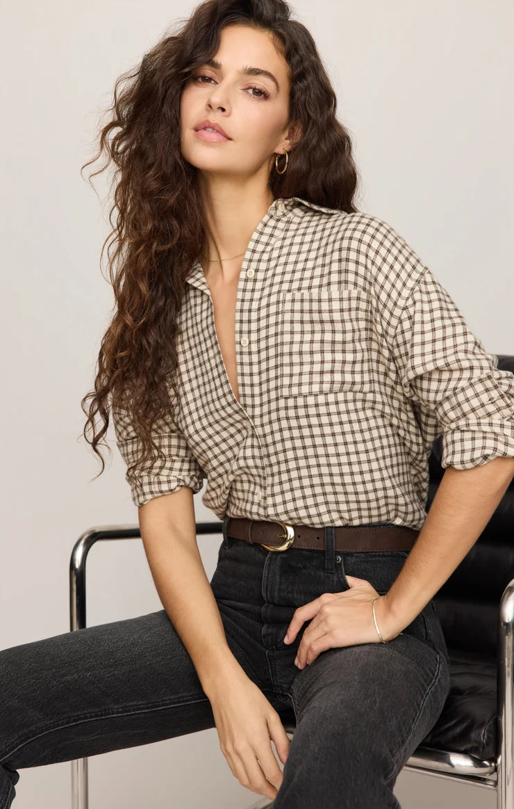 Z Supply Dark Chocolate River Plaid Button Up