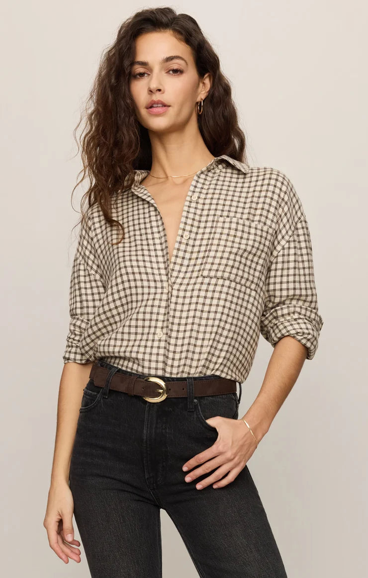 Z Supply Dark Chocolate River Plaid Button Up