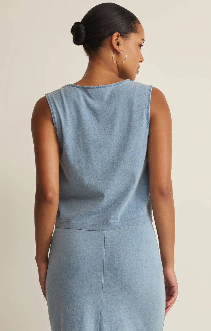 Z Supply Ocean Air Indigo Noelle Jersey Denim Tank