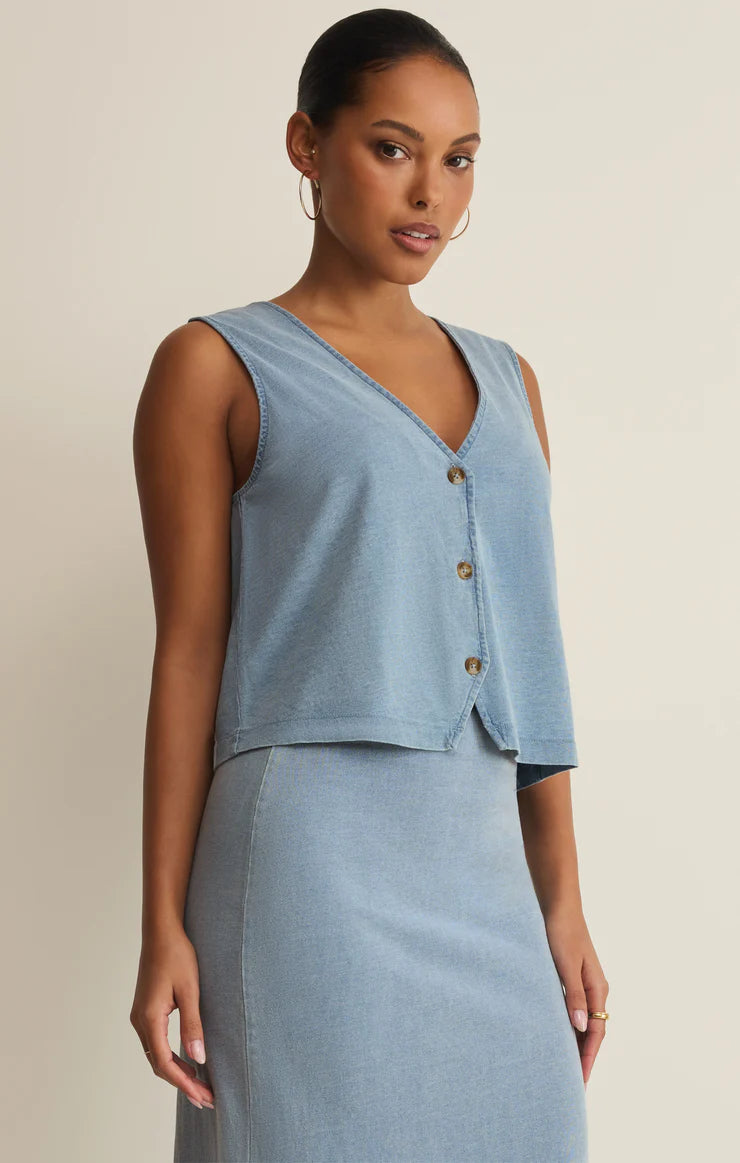 Z Supply Ocean Air Indigo Noelle Jersey Denim Tank