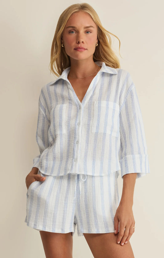 Z Supply Helena Striped Airy Gauze Button Up