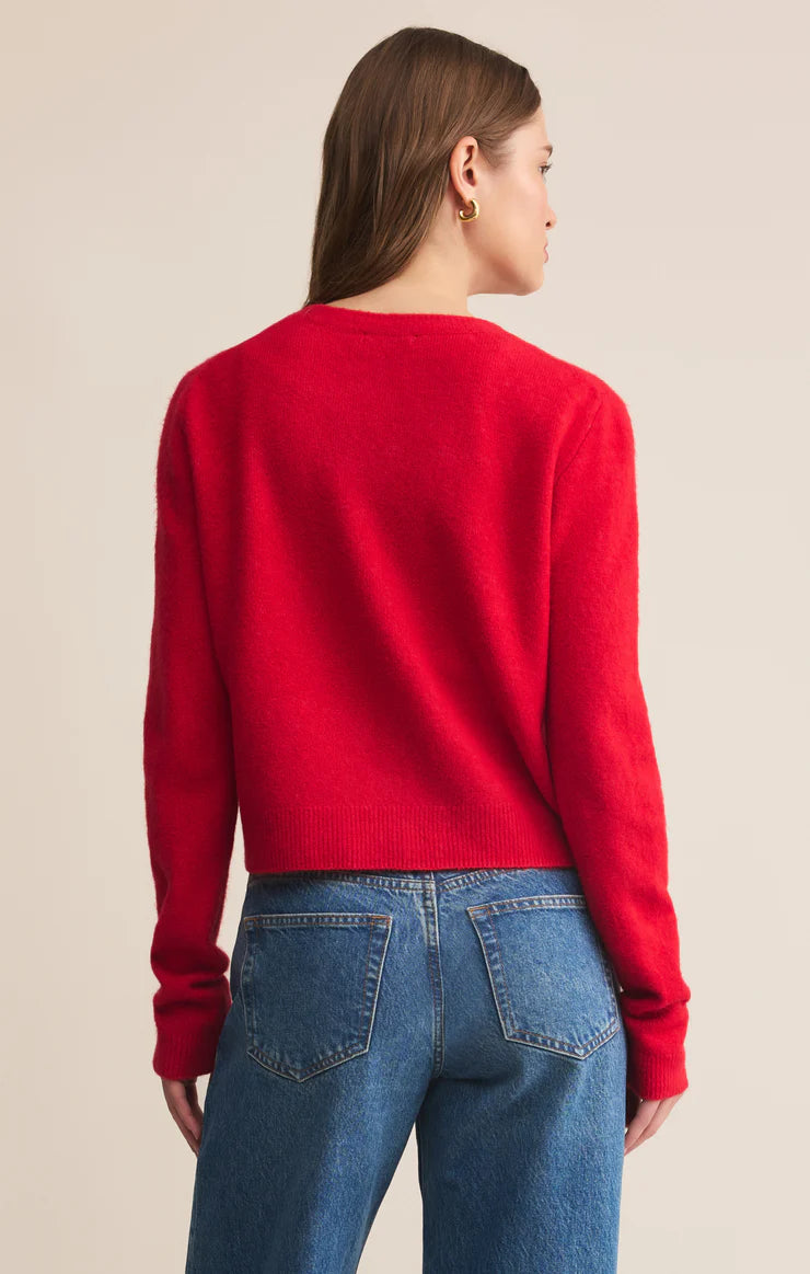 Z Supply Festive Red Medina Cardigan