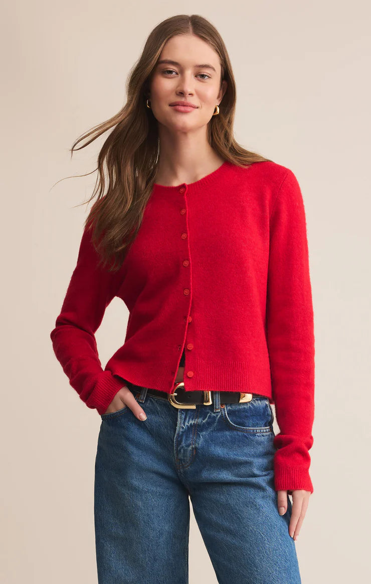 Z Supply Festive Red Medina Cardigan