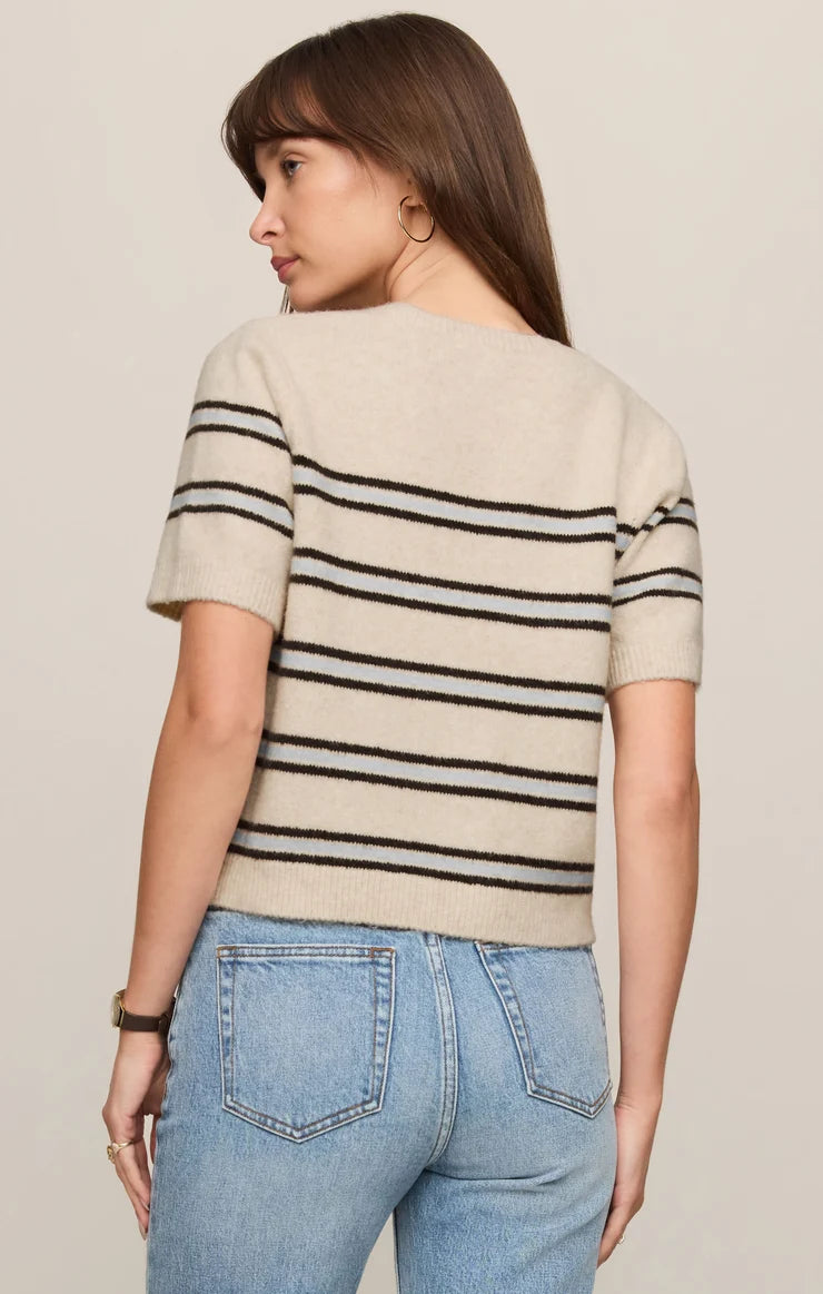 Z Supply Light Oatmeal Heather Gatewood Stripe Sweater