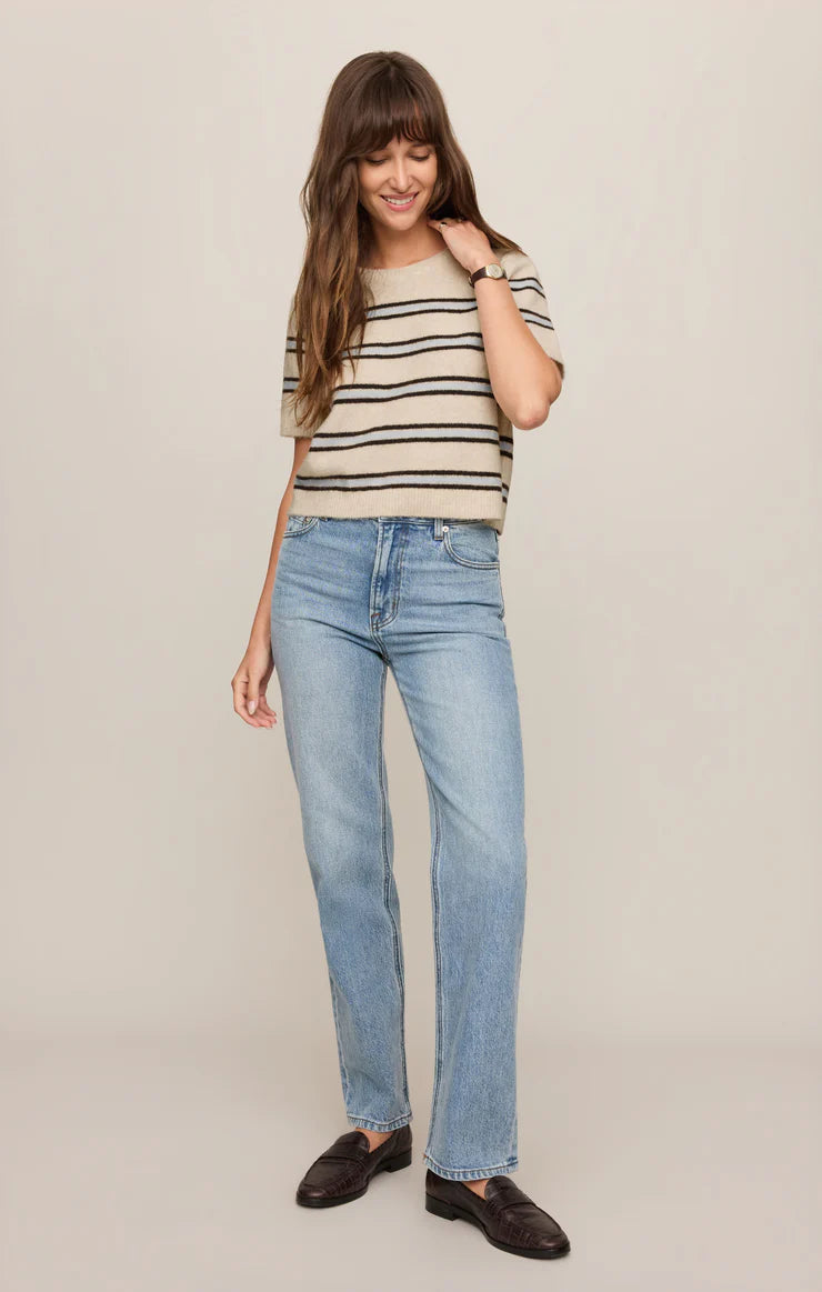 Z Supply Light Oatmeal Heather Gatewood Stripe Sweater