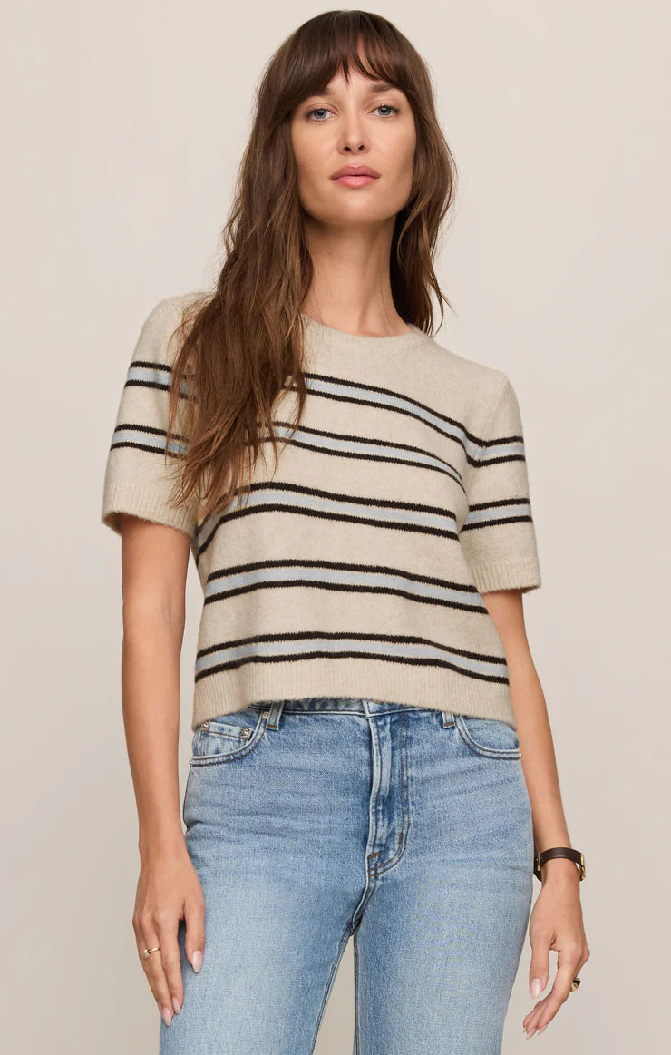 Z Supply Light Oatmeal Heather Gatewood Stripe Sweater