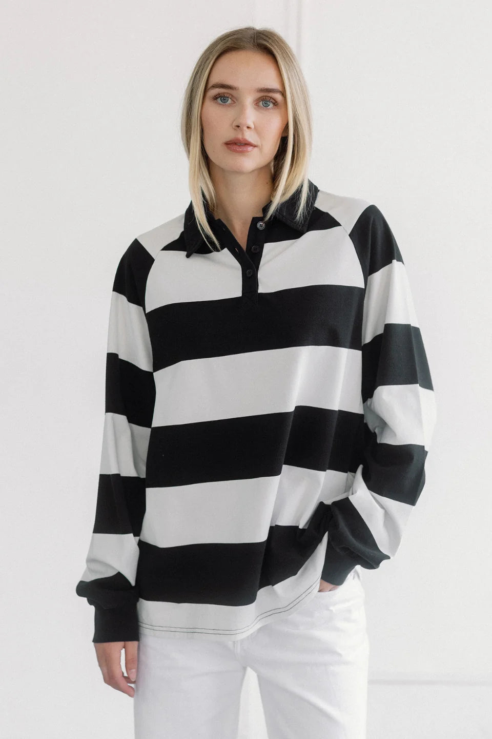 Brunette the Label Classic Rugby Polo | Washed Black