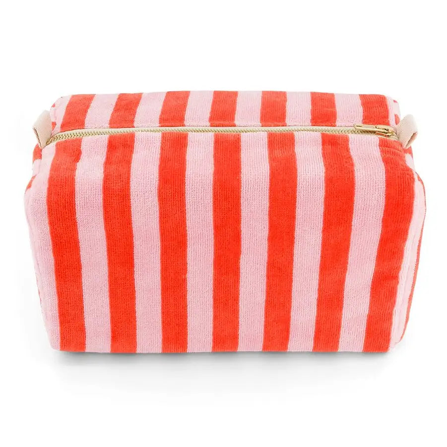 Rose in April Vic Toiletry Bag Terry Stripes Pink / Tomato