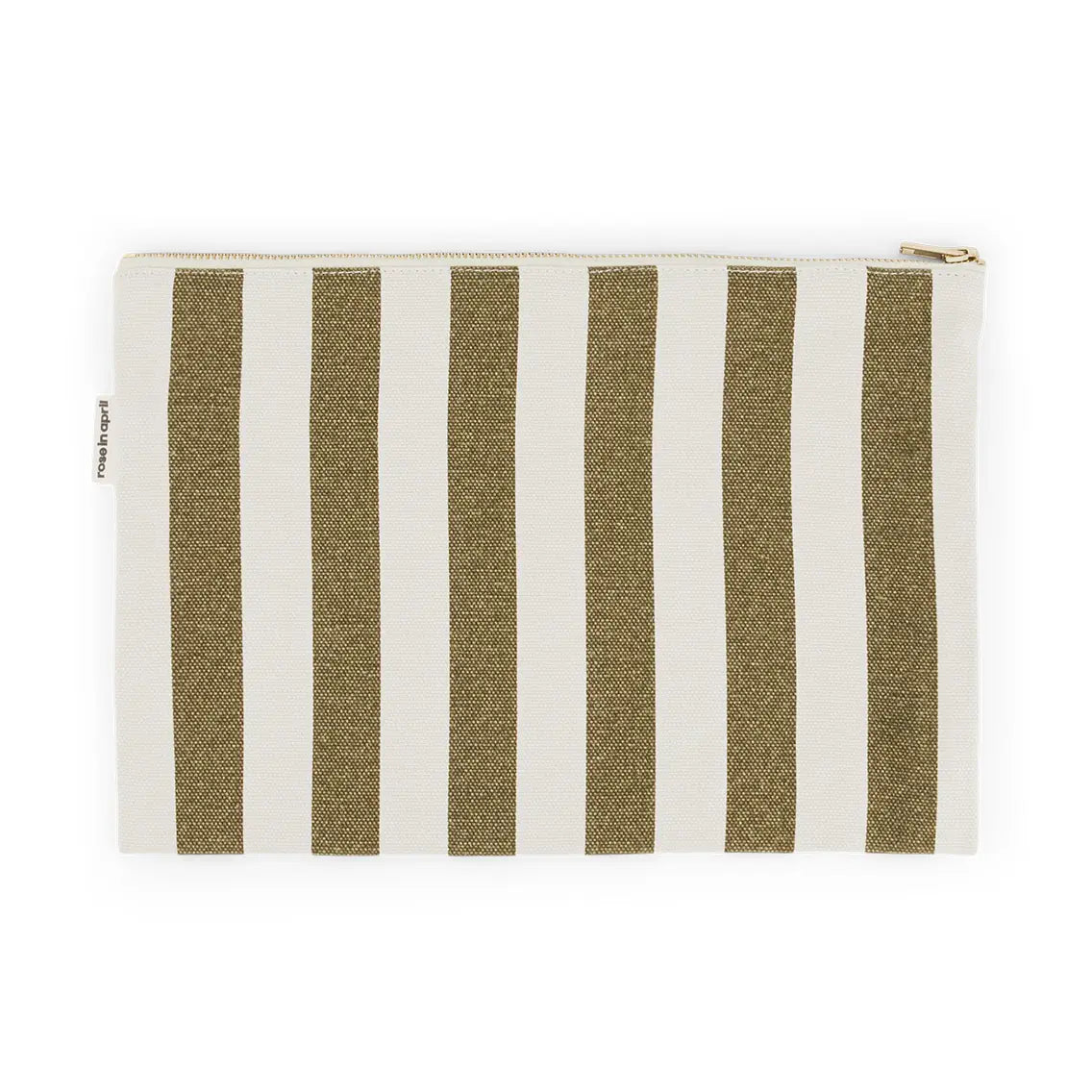 Rose in April Lili Flat Pouch Stripes Olive / Greige