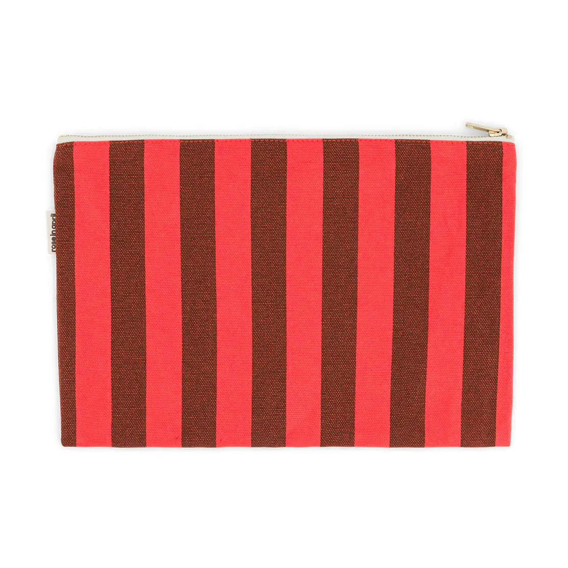 Rose in April Lili Flat Pouch Stripes Brown / Tomato