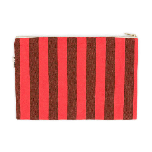 Rose in April Lili Flat Pouch Stripes Brown / Tomato