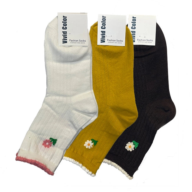 Single Flower Quarter Socks