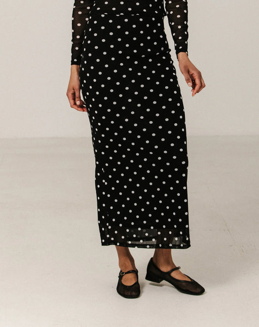 Brunette the Label Mesh Polka Dot Maxi Tube Skirt
