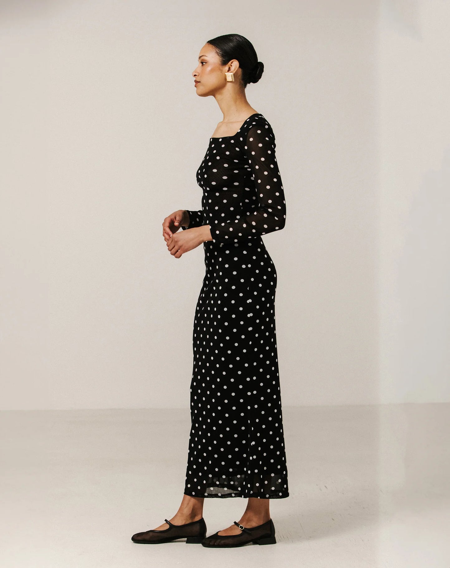 Brunette the Label Mesh Polka Dot Maxi Tube Skirt