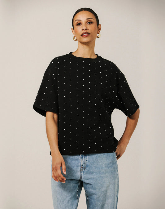 Brunette the Label Boxy Tee | Black Polka Dot