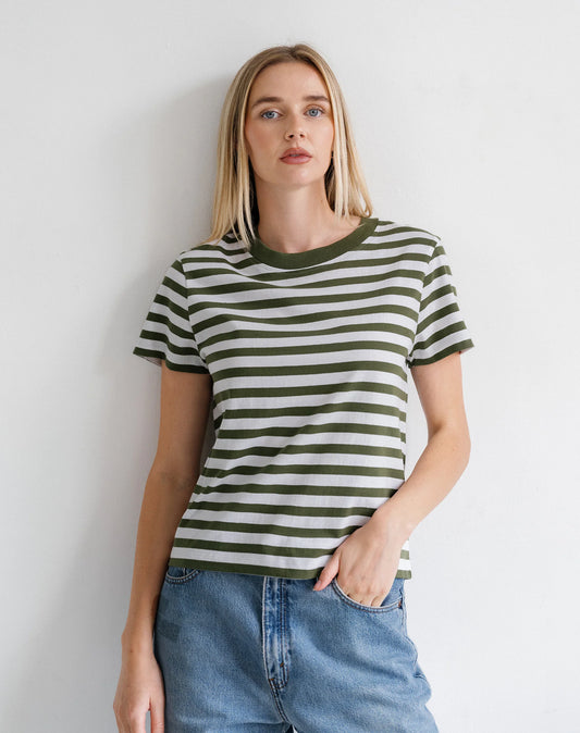 Brunette the Label Paris Tee | Chive Stripe