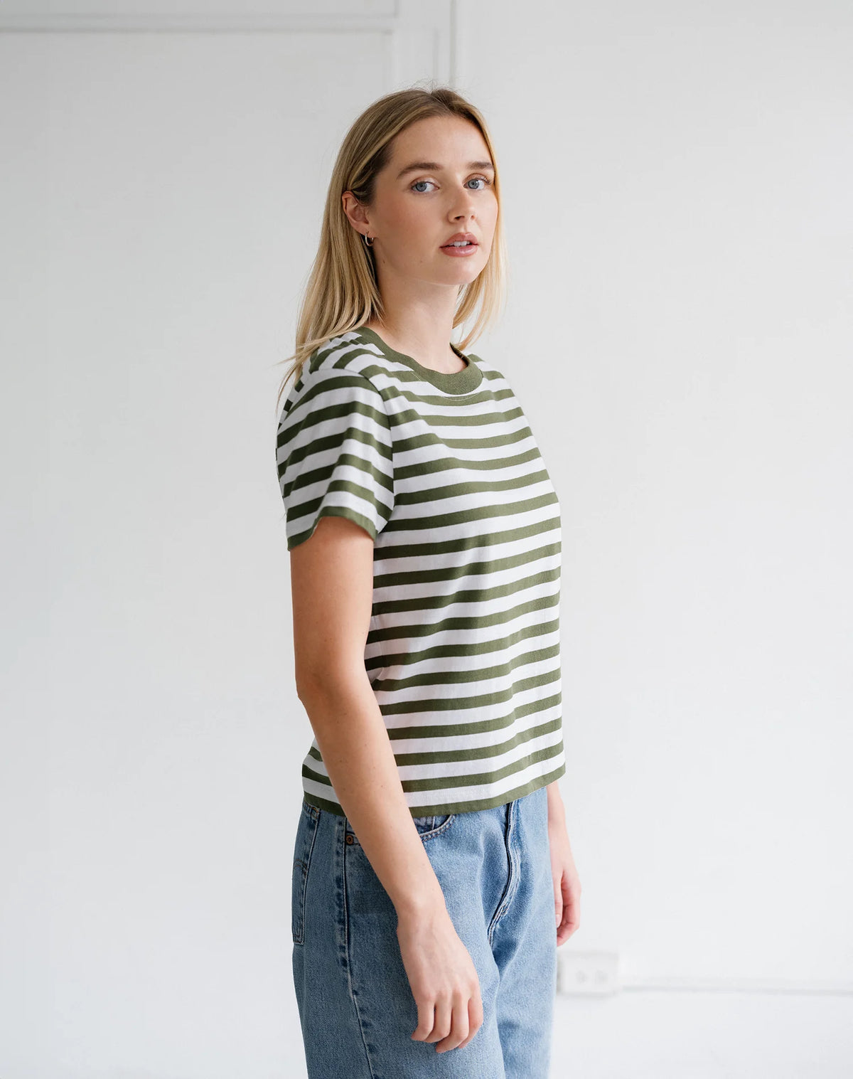 Brunette the Label Paris Tee | Chive Stripe
