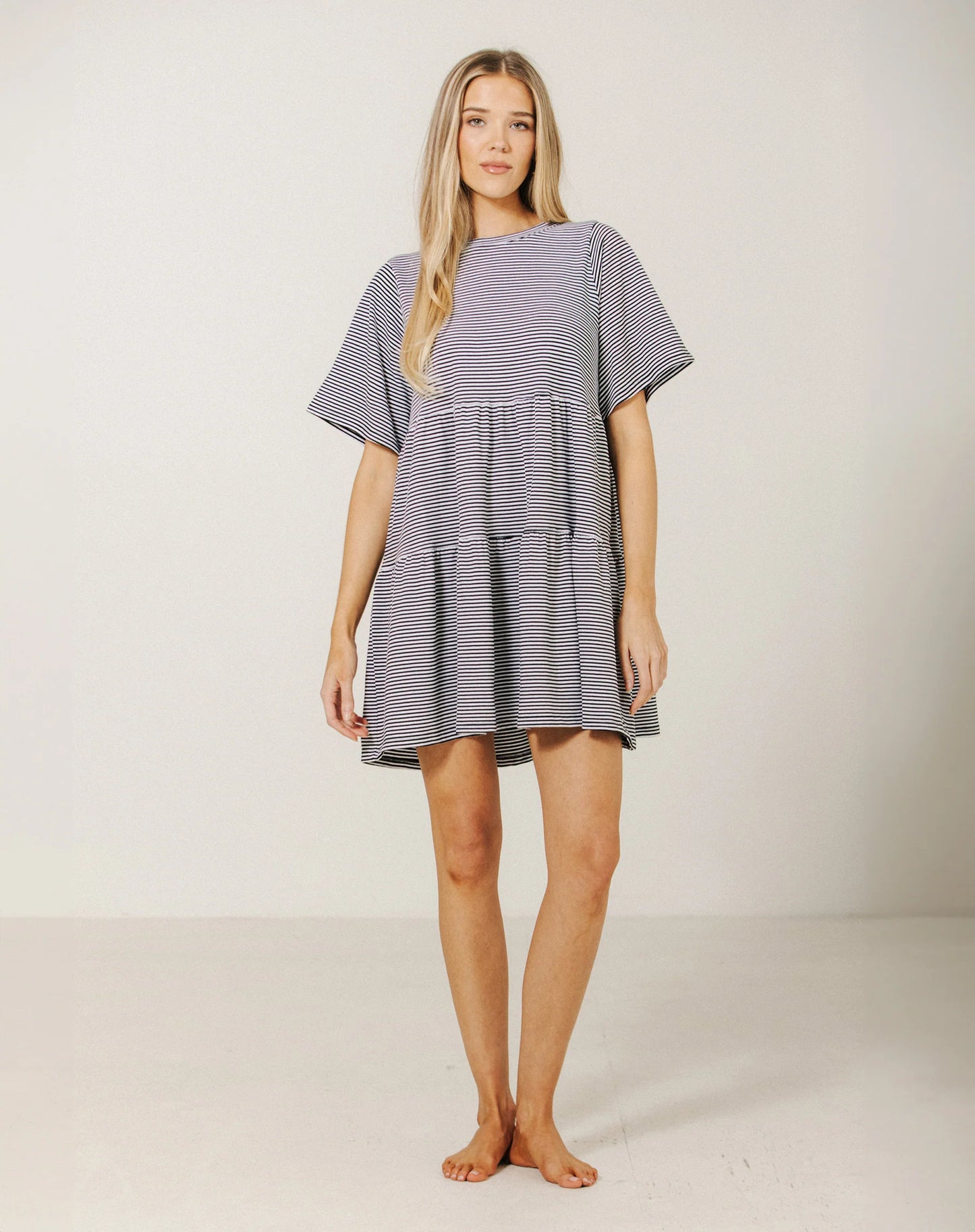 Brunette the Label Tiered Dress | Black & White Stripe