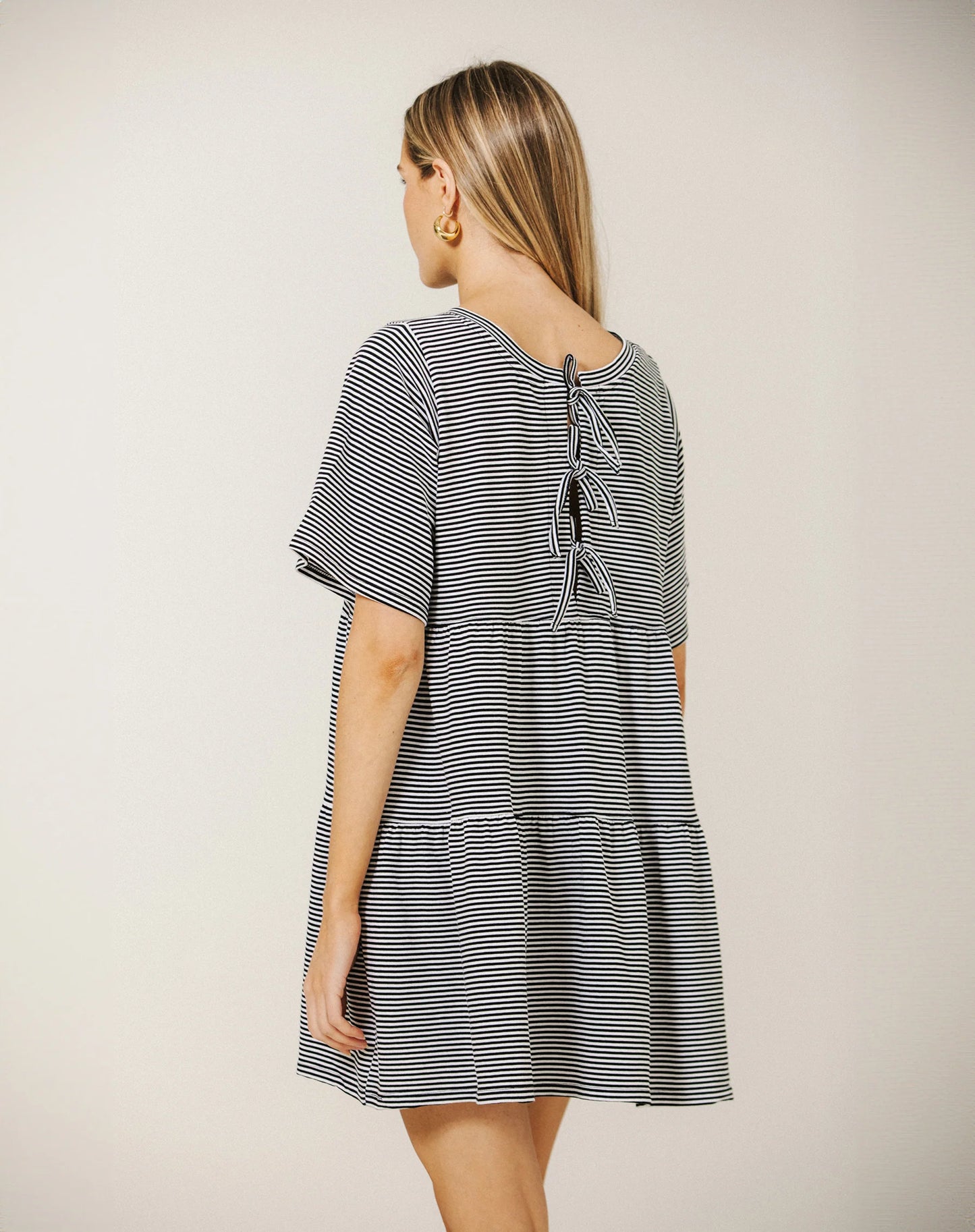 Brunette the Label Tiered Dress | Black & White Stripe