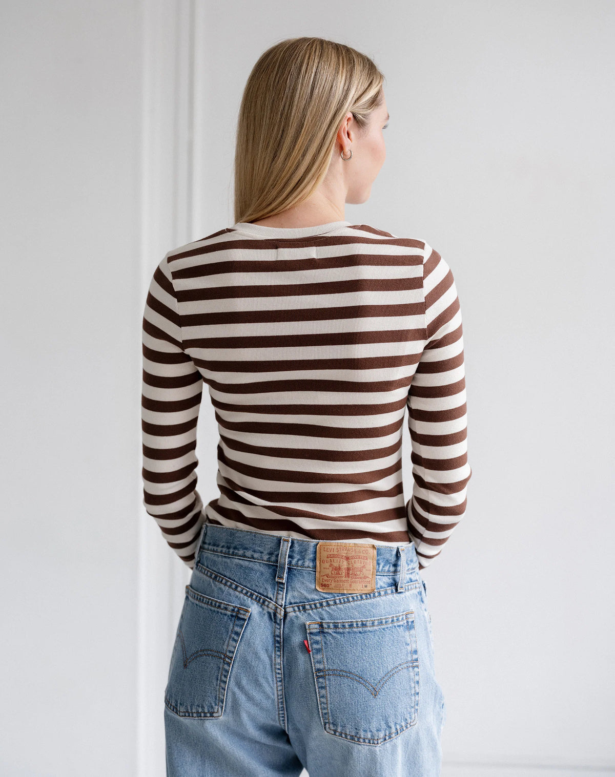 Brunette the Label Ribbed Long Sleeve | Espresso Stripe