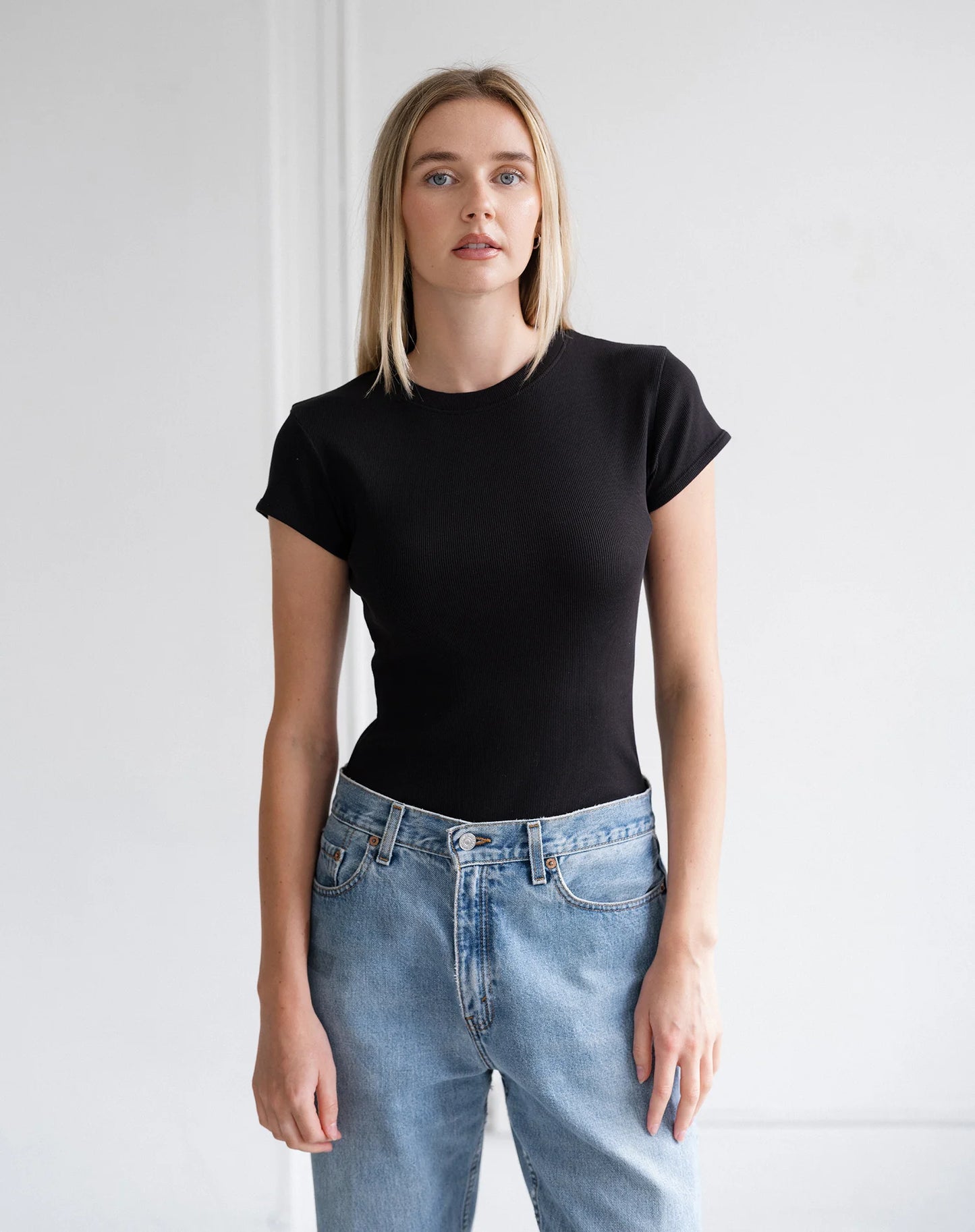 Brunette the Label Ribbed Tee | Black