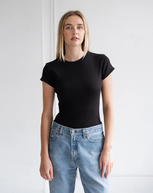 Brunette the Label Ribbed Tee | Black