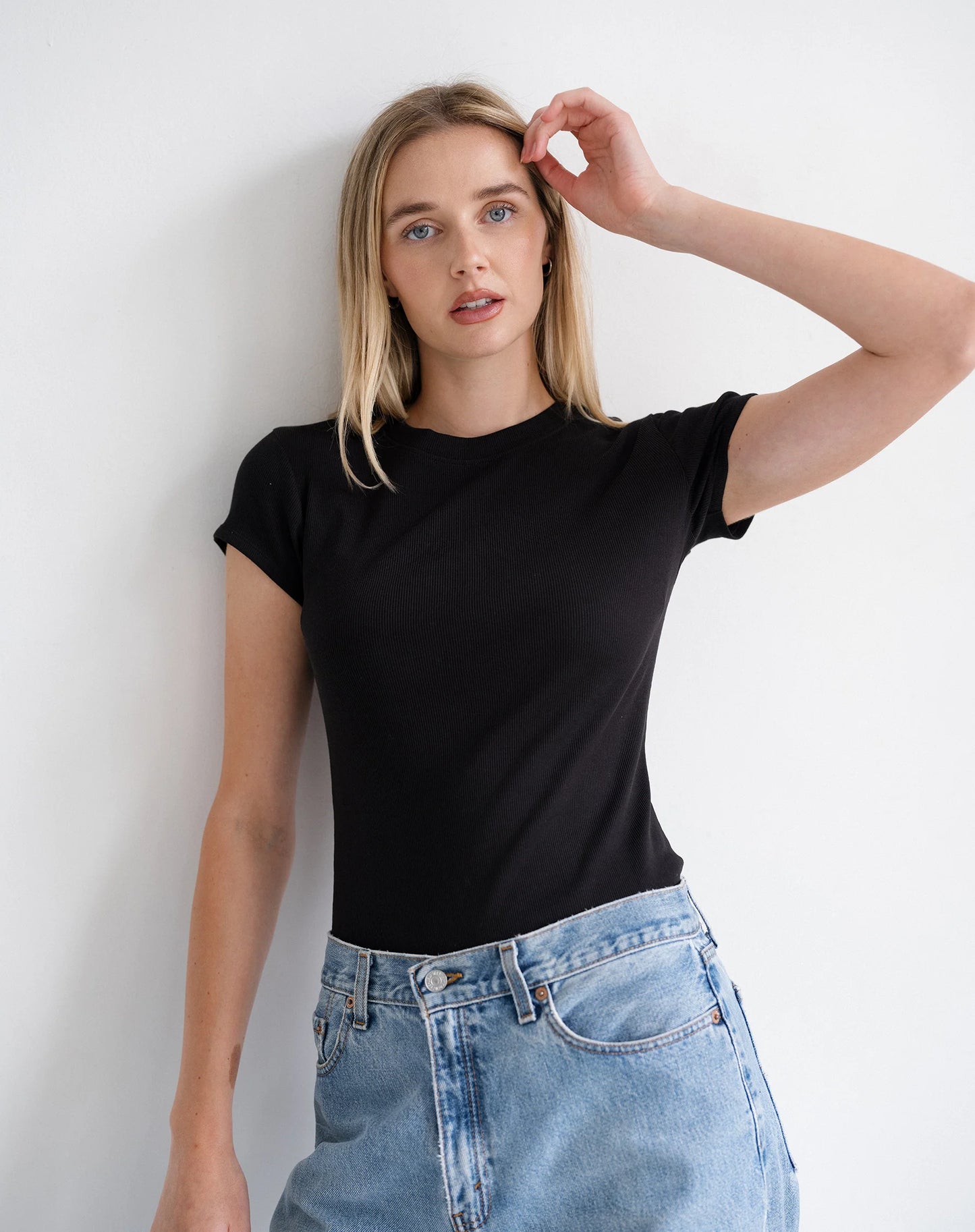 Brunette the Label Ribbed Tee | Black
