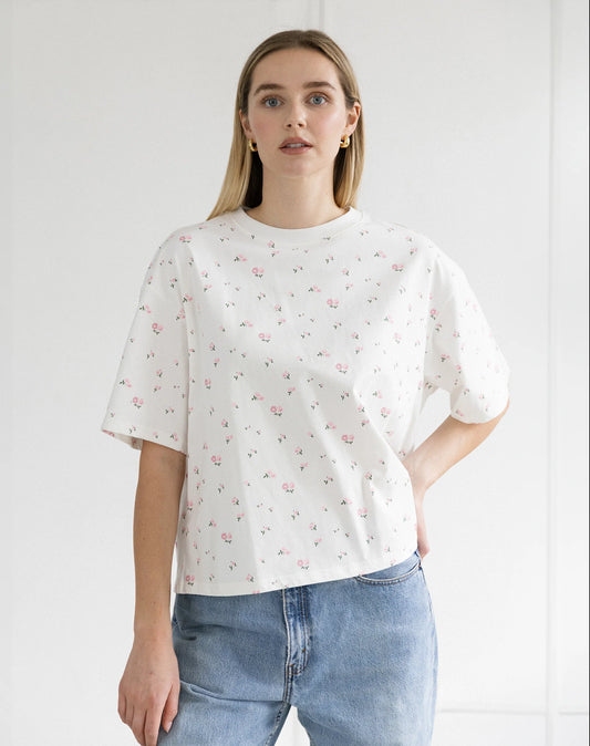 Brunette the Label Floral Boxy Tee