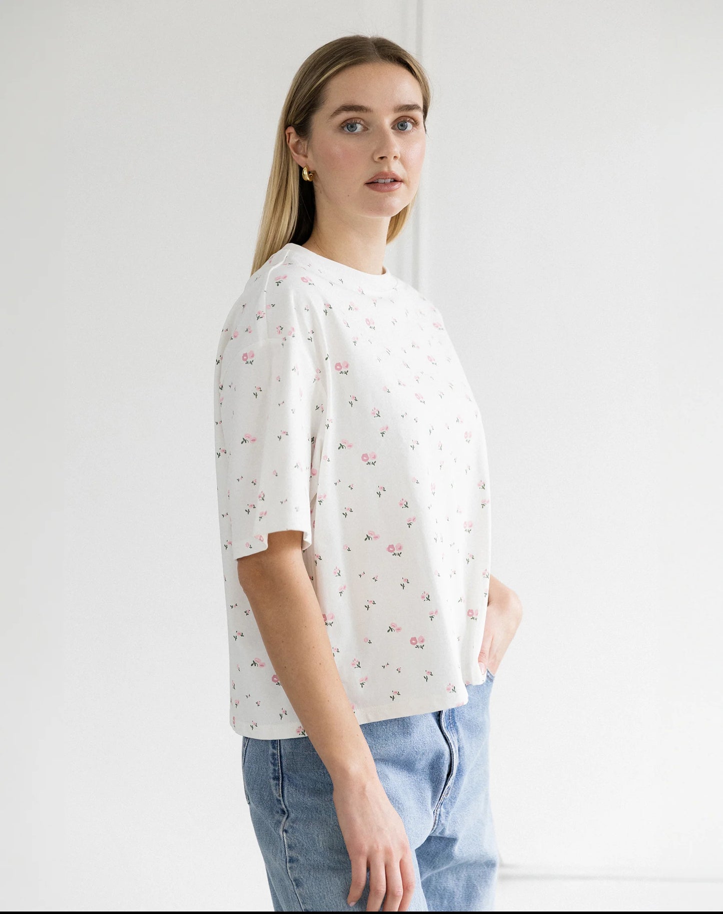 Brunette the Label Floral Boxy Tee