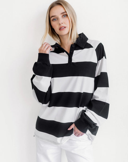 Brunette the Label Classic Rugby Polo | Washed Black