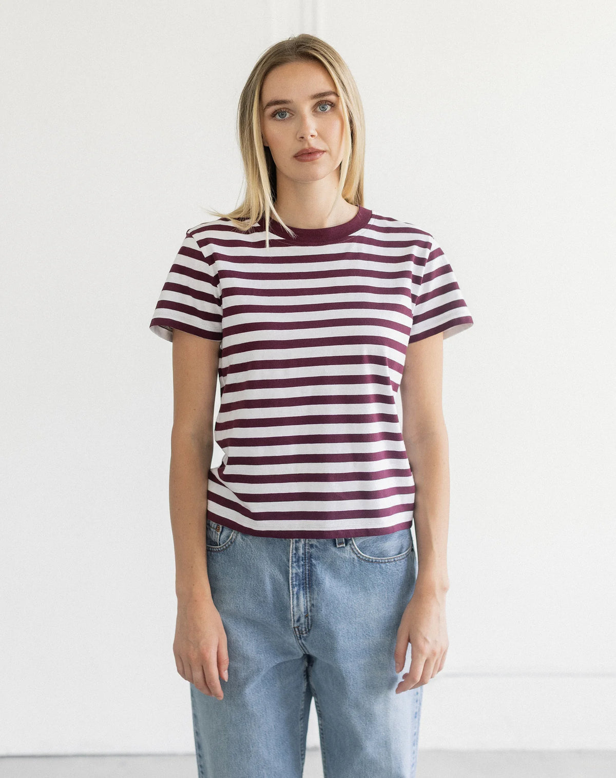 Brunette the Label Paris Tee | Plum Stripe