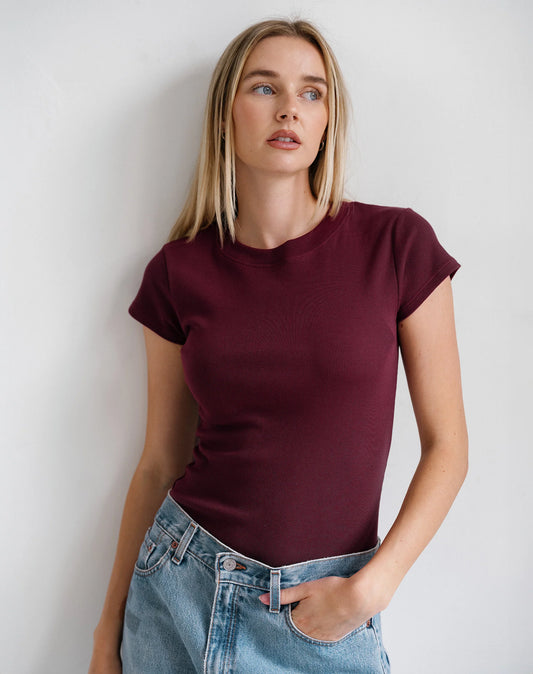 Brunette the Label Ribbed Tee | Plum
