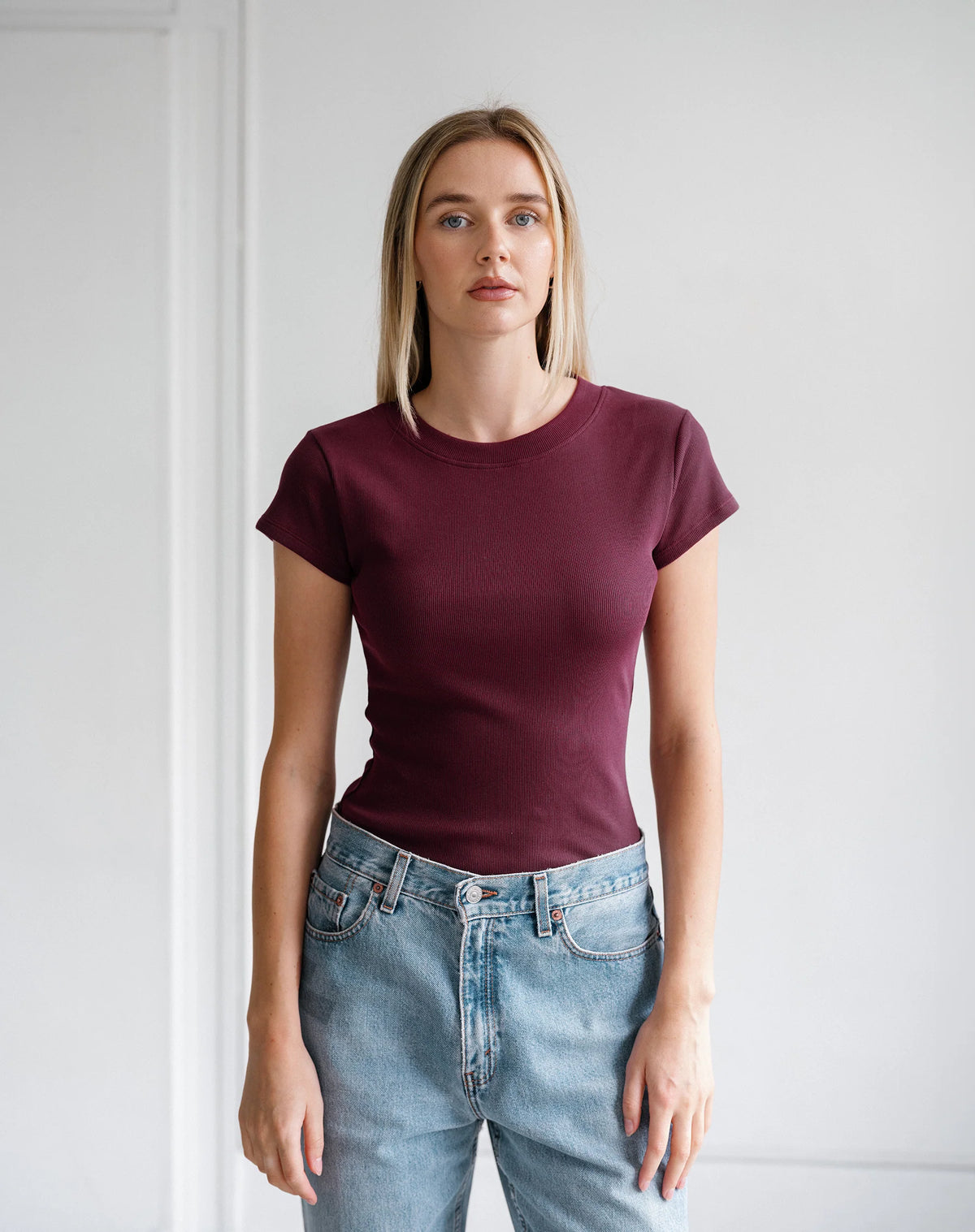 Brunette the Label Ribbed Tee | Plum
