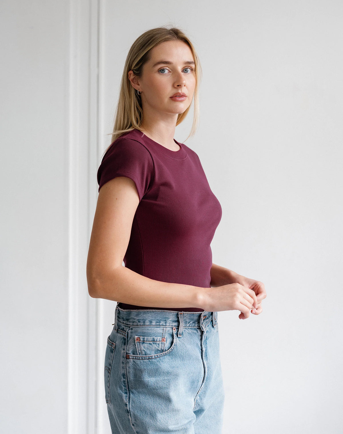 Brunette the Label Ribbed Tee | Plum