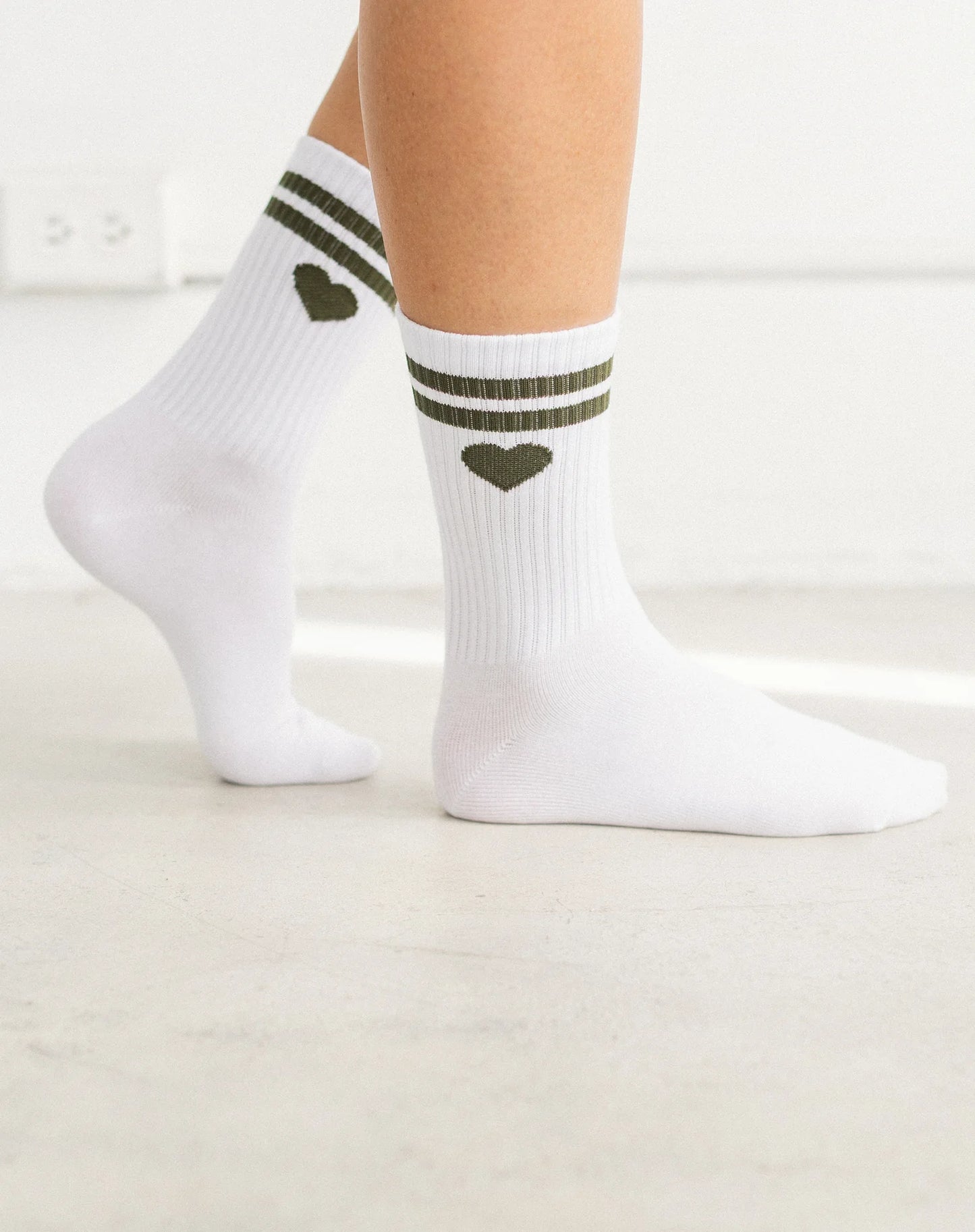 Brunette the Label Sporty Heart Sock | Green