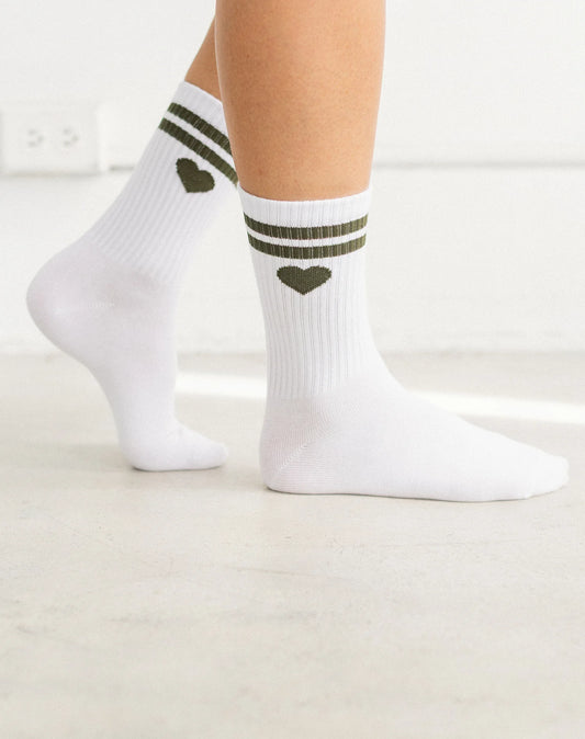 Brunette the Label Sporty Heart Sock | Green