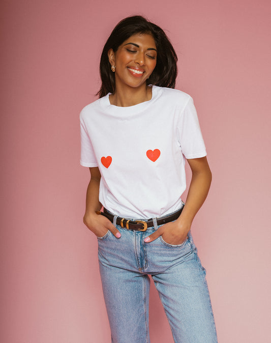 Brunette the Label Double Heart Classic Tee