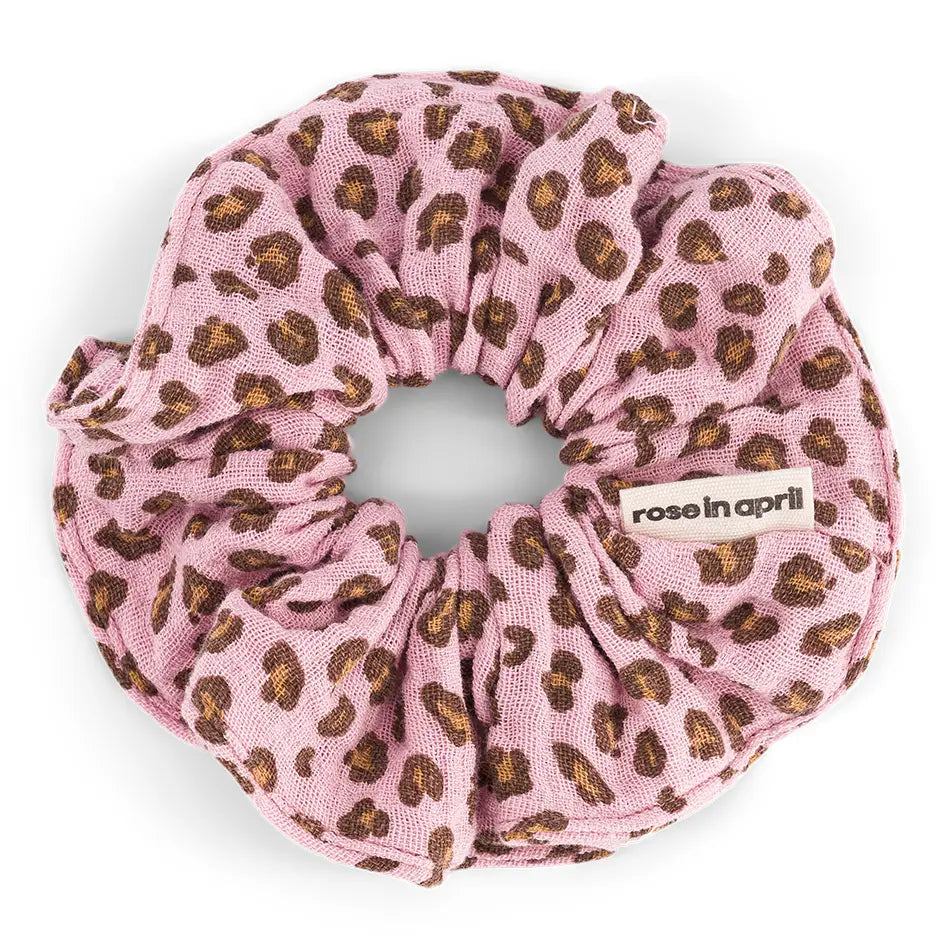 Rose in April Scrunchie Mini Leopard Candy Pink