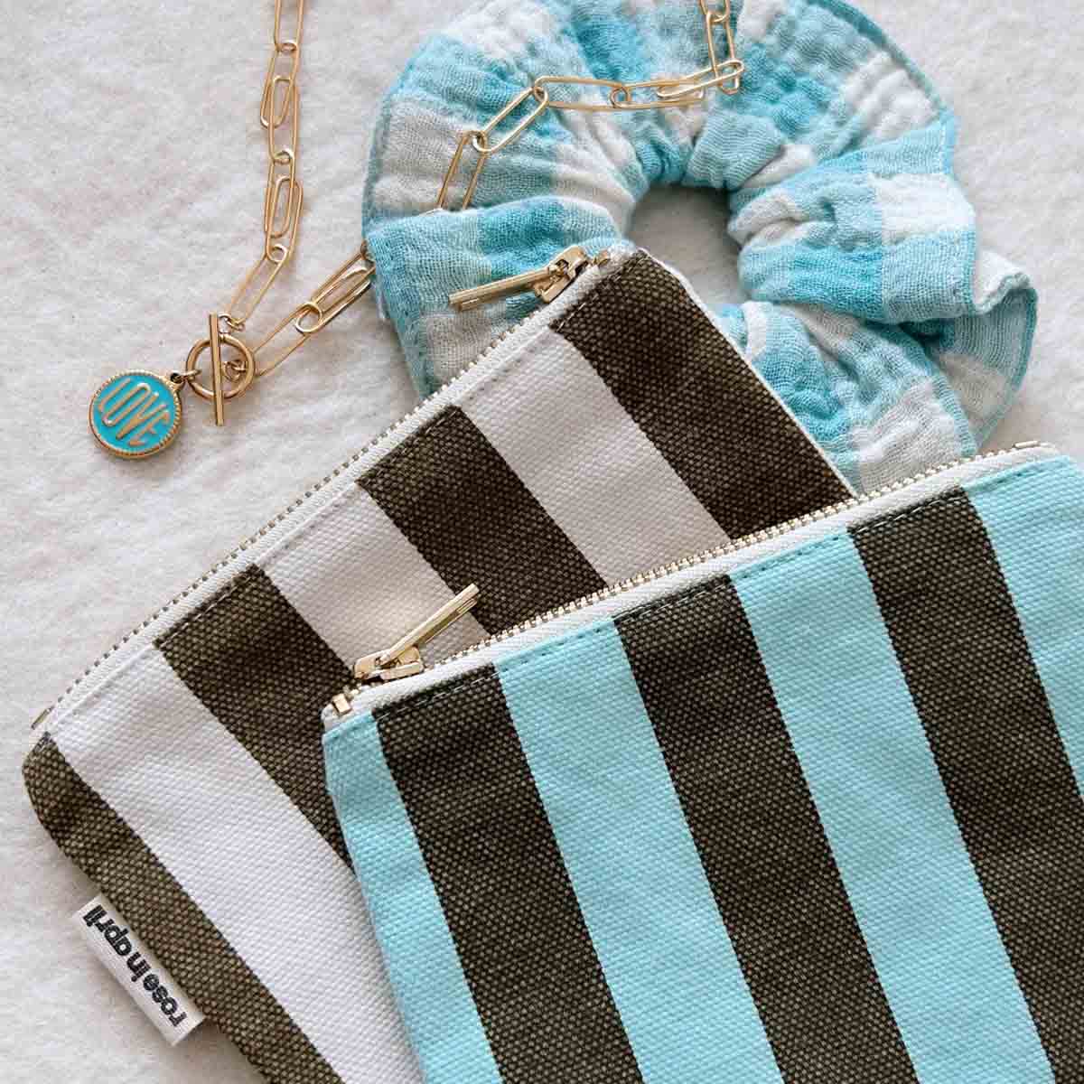 Rose in April Marie Purse Stripes Olive / Greige