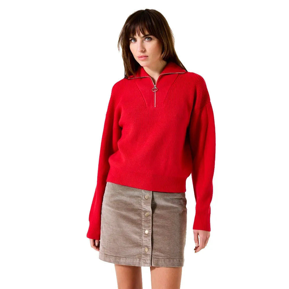 Garcia Red Petal Half Zip Sweater