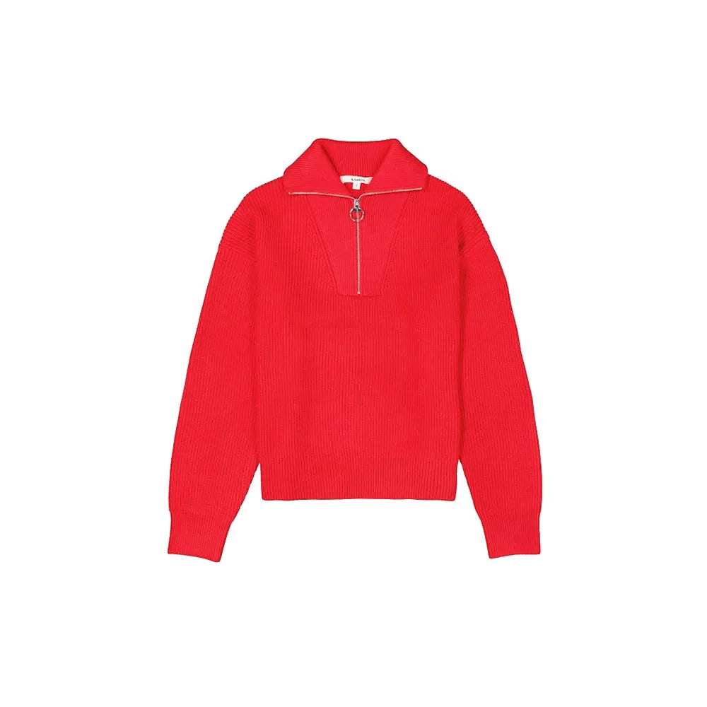 Garcia Red Petal Half Zip Sweater