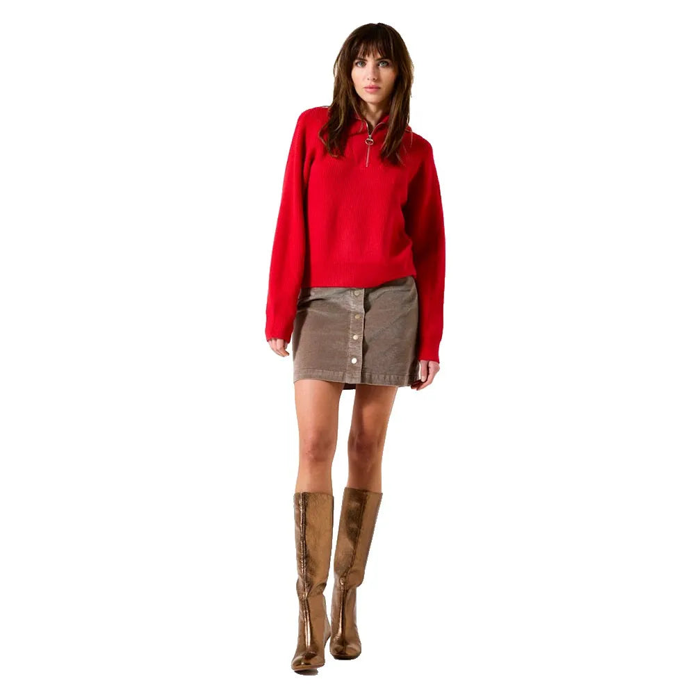Garcia Red Petal Half Zip Sweater