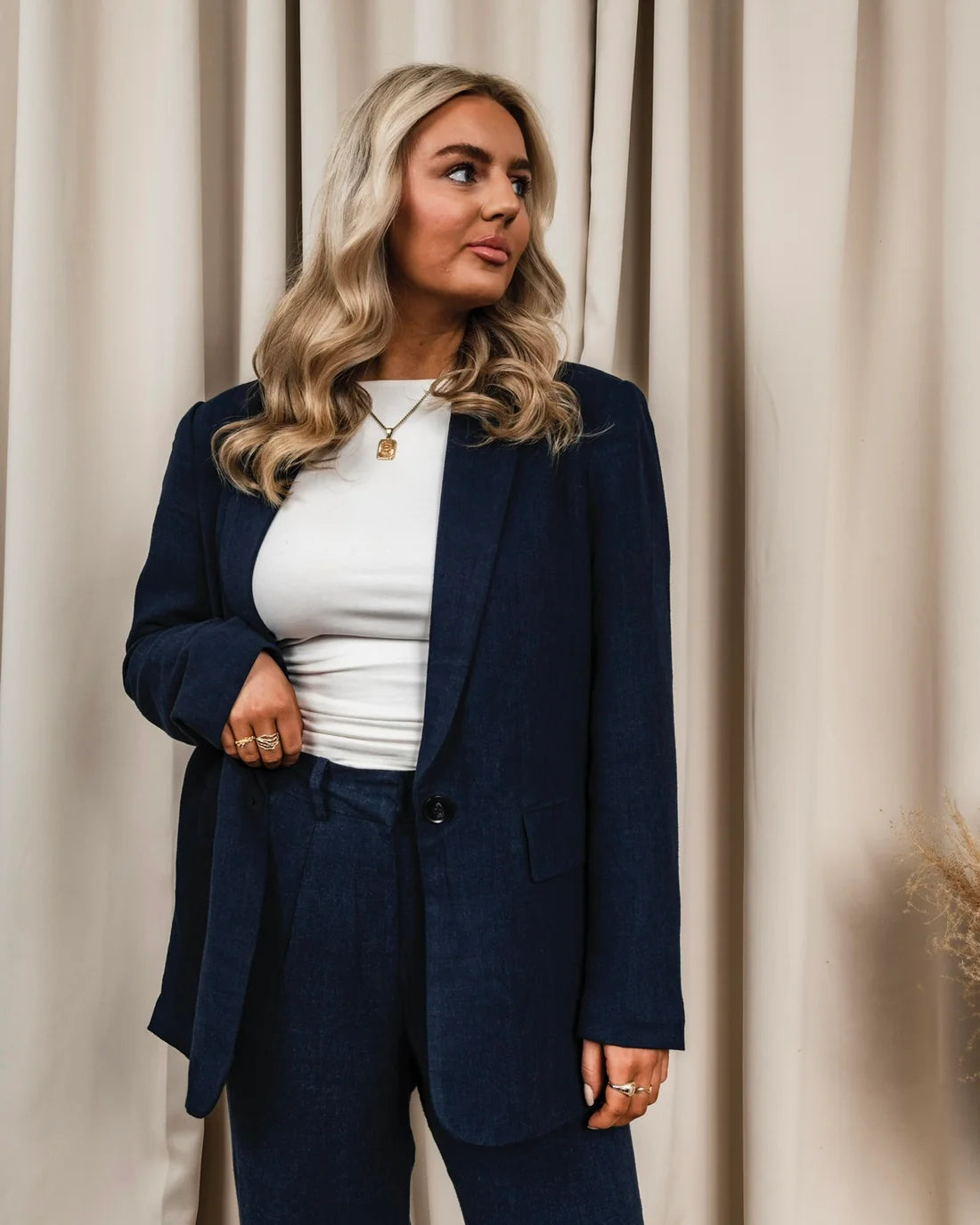 Vero Moda Vera Navy Blazer Linen Pants
