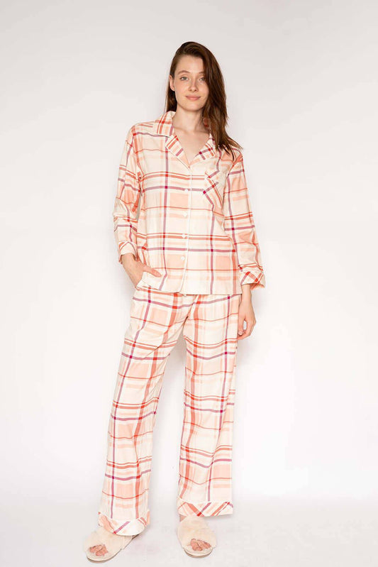 LatteLove Co. Berry Plaid Flannel PJ Set