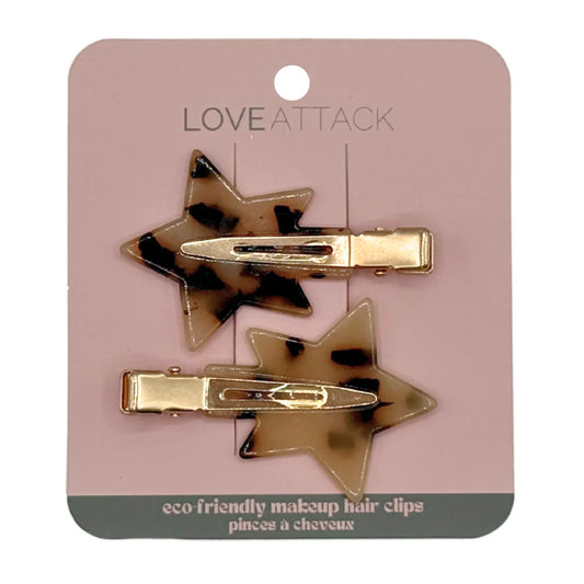 Love Attack Light Tortoiseshell Creaseless Hair Clips - Star